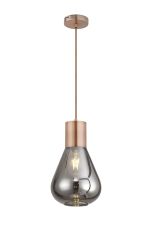 Hark Narrow Pendant, 1 x E27, Antique Copper/Smoke Plated Glass