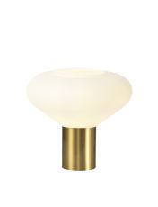 Hark Wide Table Lamp, 1 x E27, Aged Brass/Opal Glass