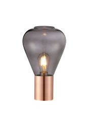 Hark Narrow Table Lamp, 1 x E27, Antique Copper/Inky Black Glass