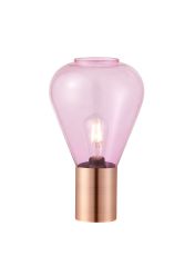 Hark Narrow Table Lamp, 1 x E27, Antique Copper/Lilac Glass