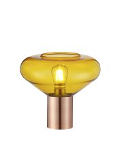 Hark Wide Table Lamp, 1 x E27, Antique Copper/Yellow Glass