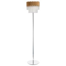 Quintessa 3 Light E14 Floor Lamp In Gold With Crystal Rods & Polished Chrome Base & Foot Switch