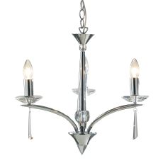 Hyperion 3 Light E14 Polished Chrome Adjustable Dual Mount Pendant With Faceted Crystal Glass Details