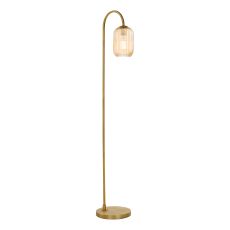 Idra 1 Light E27 Aged Bronze Floor Lamp With Inline Foot Switch C/W Champagne Ribbed Glass Shade