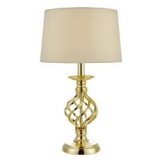 Iffley 1 Light E14 Gold 3 Stage Small Touch Table Lamp C/W Ivory Faux Silk Shade