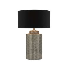 Igor 1 Light E27 Grey Shagreen Table Lamp With Inline Switch C/W Sword Black Cotton 40cm Drum Shade