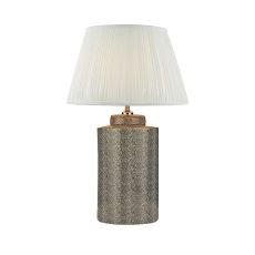 Igor 1 Light E27 Grey Shagreen Table Lamp With Inline Switch C/W Ulyana Ivory Faux Silk Pleated 40cm Shade