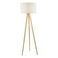 Ivor 1 Light E27 Light Oak Tripod Floor Lamp With Inline Foot Switch (Base Only)