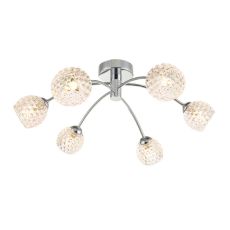 Izzy 6 Light G9 Polished Chrome Semi Flush Ceiling Light C/W Clear Dimpled Open Style Glass Shade