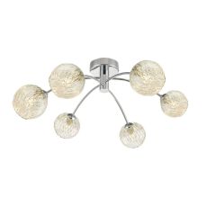 Izzy 6 Light G9 Polished Chrome Semi Flush Ceiling Light C/W Clear Glass Shade & Inner Wire Detail