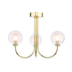 Jared 3 Light G9 Polished Gold Semi Flush Ceiling Fitting C/W Clear & Opal Glass Shades