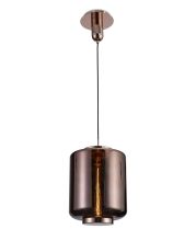 Jarras Pendant 30cm Round, 1 x E27 (Max 40W), Copper / Rose Gold Glass