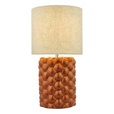 Jayden 1 Light E27 Orange Glaze Table Lamp With Inline Switch C/W Natural Cotton 25cm Drum Shade