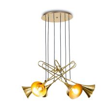 Jazz Pendant, 88cm Round, 6 x E27 (Max 20W), Polished Gold