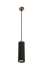 Jovis 1 Light 20cm Pendant Light GU10, Rose Gold/Sand Black