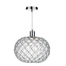 Juanita E27 Non Electrical Chrome Finish Frame Shade With Faceted Acrylic Heptagonal Beads (Shade Only)