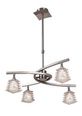 Keops Telescopic Pendant Convertible To Semi Flush 4 Light G9, Satin Nickel