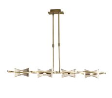 Kromo Linear Telescopic 4 Light G9 Line, Antique Brass