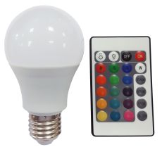 Dimmable LED GLS E27, 7.5W RGB With Remote Control