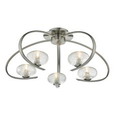 Leighton 5 Light G9 Satin Chrome Semi Flush Fitting With Sugar Cane Glass Shades