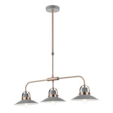 Liden 3 Light E14 Graphite Adjustable Linear Bar Pendant With Copper Detailing Giving You A Softer Industrial Look