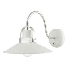 Liden 1 Light E14 White Wall Light With Polished Chrome Detailing Giving You A Softer Industrial Look With Toggle Switch