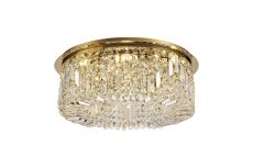 Norma 65cm Round Flush Chandelier, 8 Light E14, Gold/Crystal