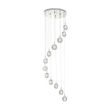 Livia 12 Light 48W Integrated LED Polished Chrome Adjustable Cluster Pendant With Spheres Of Bubble Infused Glass