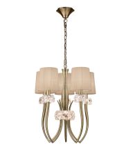 Loewe Slim Pendant 5 Light E14, Antique Brass With Soft Bronze Shades