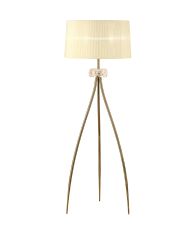 Loewe Floor Lamp 3 Light E27, Antique Brass With Ccrain Shade