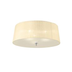 Loewe Flush Ceiling 3 Light E27, Polished Chrome With Ccrain Shade