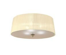 Loewe Flush Ceiling 3 Light E27, Antique Brass With Ccrain Shade