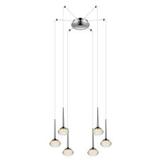 Icaro 6 Light Integrated LED 540lm, Double Insulated, Adjustable Polished Chrome Pendant