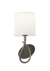 Lua Wall Lamp Switched 1 Light E27, Satin Nickel With White Shade