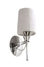 Lucca Wall Lamp Switched 1 Light E27, Polished Chrome With White Shade & Clear Crystal