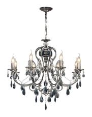 Luna Crystal Ceiling 8 Light E14 Black Chrome/Crystal