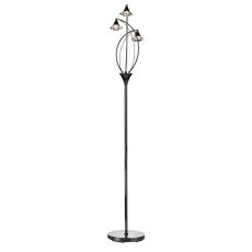 Luther 3 Light G9 Black Chrome Floor Lamp With Iinline Foot Switch C/W Faceted Crystal Glass Shades