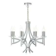 Lyon 8 Light E14 Polished Chrome Adjustable Classical Chandeleir With Faceted Crystal Sconces