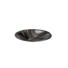 (DH) Lyra Glass Art Platter Round Silver/French Gold/Black