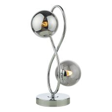 Lysandra 2 Light G9 Polished Chrome Table Lamp With Inline Switch C/W Smoked Glass Shades