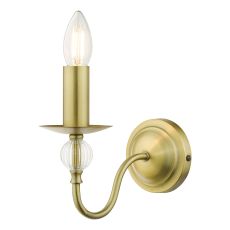 Lyzette 1 Light E14 Aged Brass Wall Light C/W Ribbed Glass