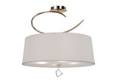 Mara Semi Ceiling 4 Light E27 Round, French Gold With Ivory White Shade