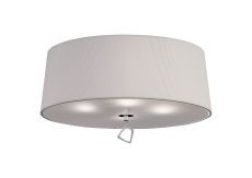 Mara Flush Ceiling 4 Light E27 Round, Polished Chrome With Ivory White Shade