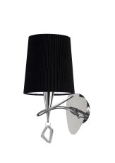 Mara Wall Lamp Switched 1 Light E14, Polished Chrome With Black Shade