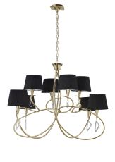 Mara Pendant 2 Tier 8 Light E14, French Gold With Black Shades