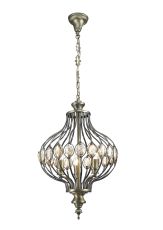 Marisa Single Pendant 3 Light E14 Antique Brass/Amber Crystal