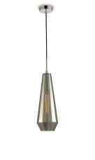 Markus Single Slim Cone Pendant 1 Light Polished Chrome/Smoke Black Glass