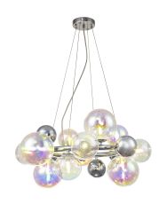 Marlborough Circular Pendant, 12 x G9, Polished Chrome, Italisbonscent/Chrome Glass