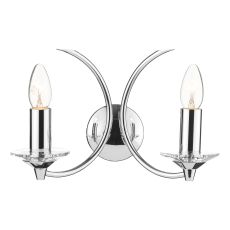 Medusa 2 Light E14 Polished Chrome Wall Light With Pull Cord With K9 Crystal Detalls