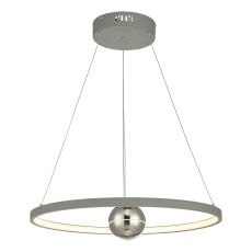 Mercury 1 Light 28W Integrated LED Grey Adjustable Horizontal Pendant With Glass Mirror Ball